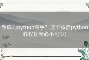 想成为python高手？这个微信python教程视频必不可少！