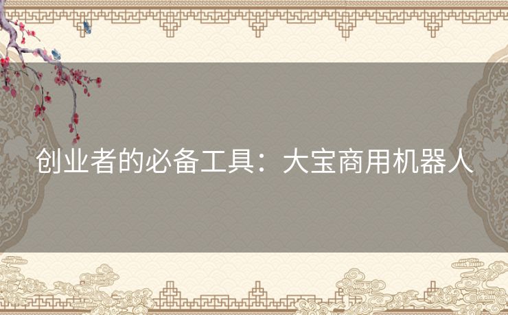 创业者的必备工具：大宝商用机器人