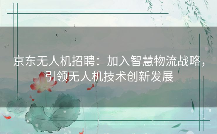 京东无人机招聘：加入智慧物流战略，引领无人机技术创新发展