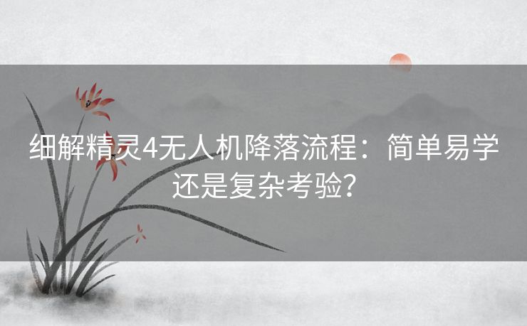 细解精灵4无人机降落流程：简单易学还是复杂考验？