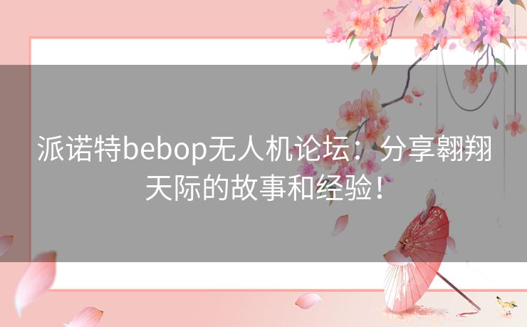 派诺特bebop无人机论坛：分享翱翔天际的故事和经验！