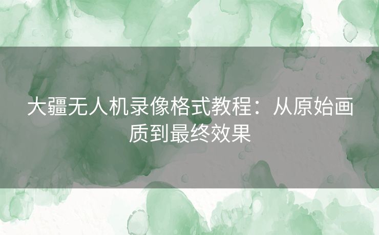 大疆无人机录像格式教程：从原始画质到最终效果