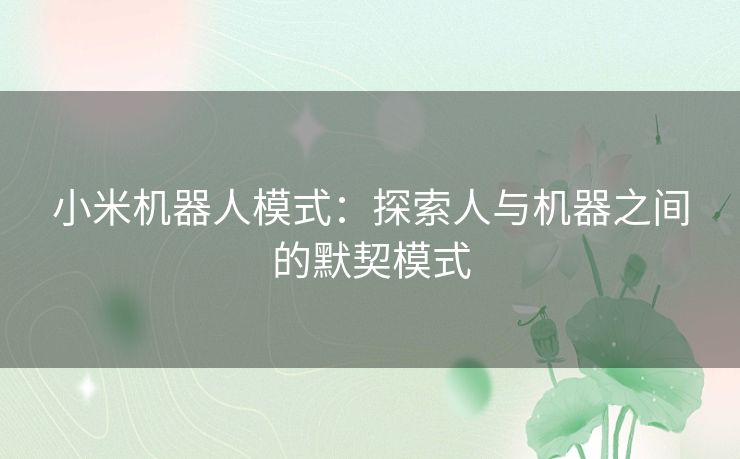 小米机器人模式：探索人与机器之间的默契模式