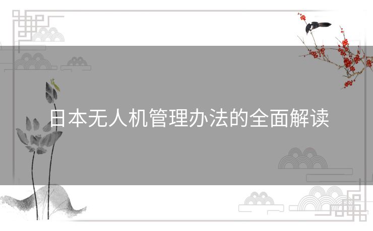 日本无人机管理办法的全面解读
