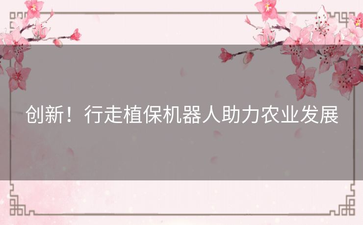 创新！行走植保机器人助力农业发展