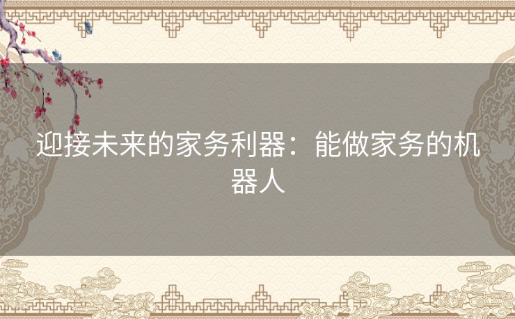 迎接未来的家务利器：能做家务的机器人