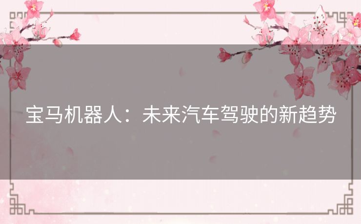 宝马机器人：未来汽车驾驶的新趋势
