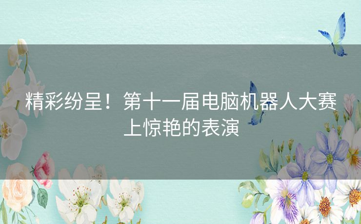 精彩纷呈！第十一届电脑机器人大赛上惊艳的表演