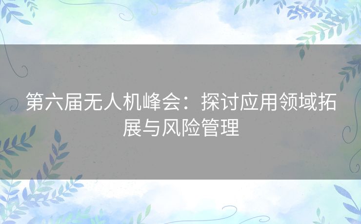 第六届无人机峰会：探讨应用领域拓展与风险管理
