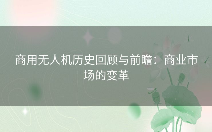 商用无人机历史回顾与前瞻：商业市场的变革