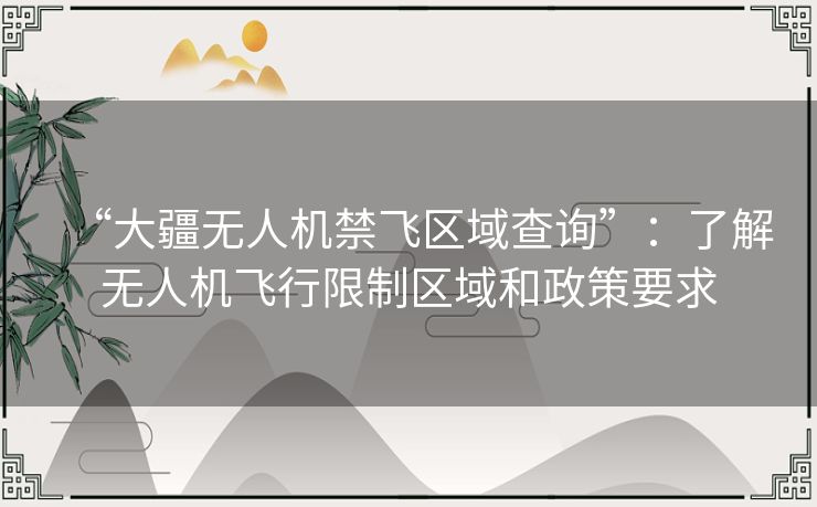 “大疆无人机禁飞区域查询”：了解无人机飞行限制区域和政策要求