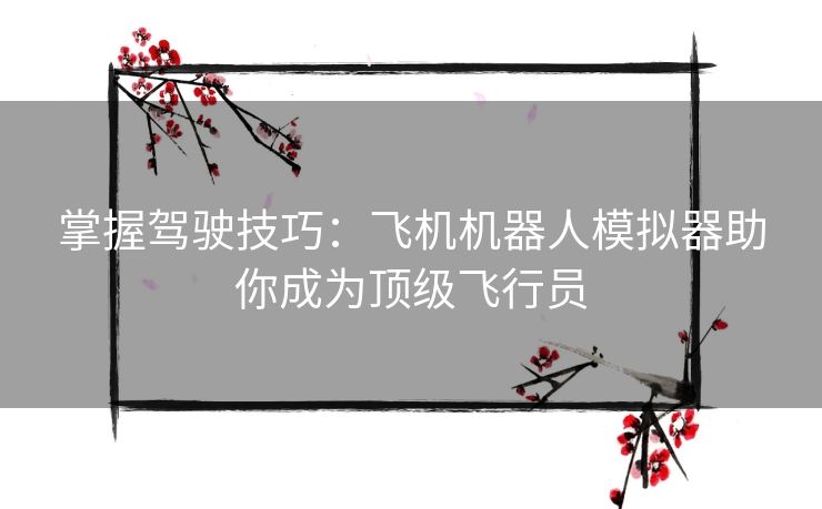 掌握驾驶技巧：飞机机器人模拟器助你成为顶级飞行员