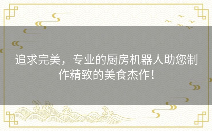 追求完美，专业的厨房机器人助您制作精致的美食杰作！