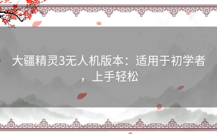 大疆精灵3无人机版本：适用于初学者，上手轻松