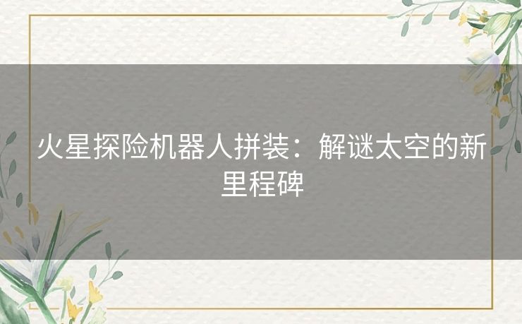 火星探险机器人拼装：解谜太空的新里程碑