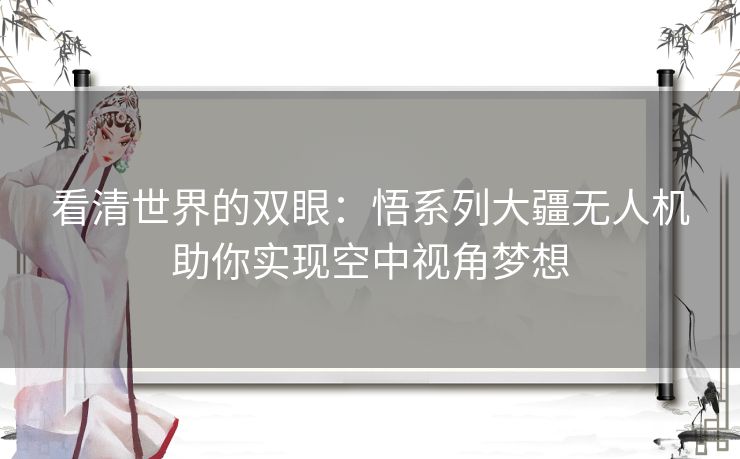 看清世界的双眼：悟系列大疆无人机助你实现空中视角梦想