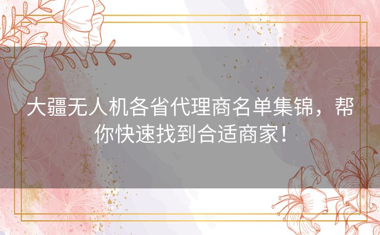 大疆无人机各省代理商名单集锦，帮你快速找到合适商家！