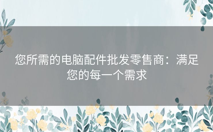您所需的电脑配件批发零售商：满足您的每一个需求