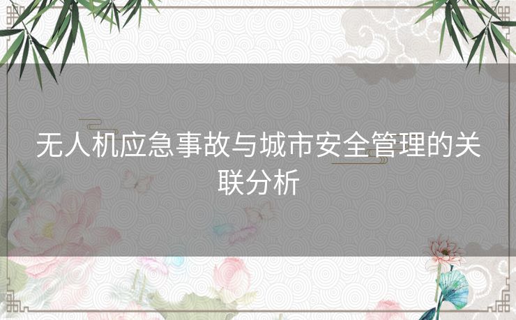 无人机应急事故与城市安全管理的关联分析