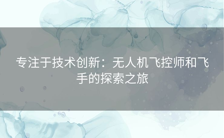 专注于技术创新：无人机飞控师和飞手的探索之旅