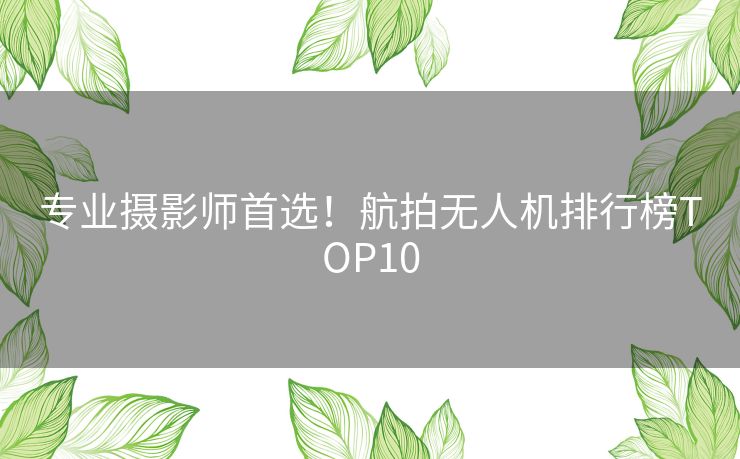 专业摄影师首选！航拍无人机排行榜TOP10