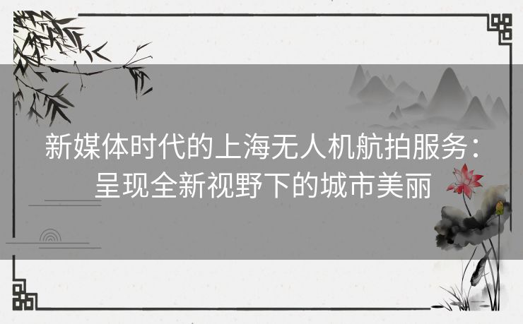 新媒体时代的上海无人机航拍服务：呈现全新视野下的城市美丽