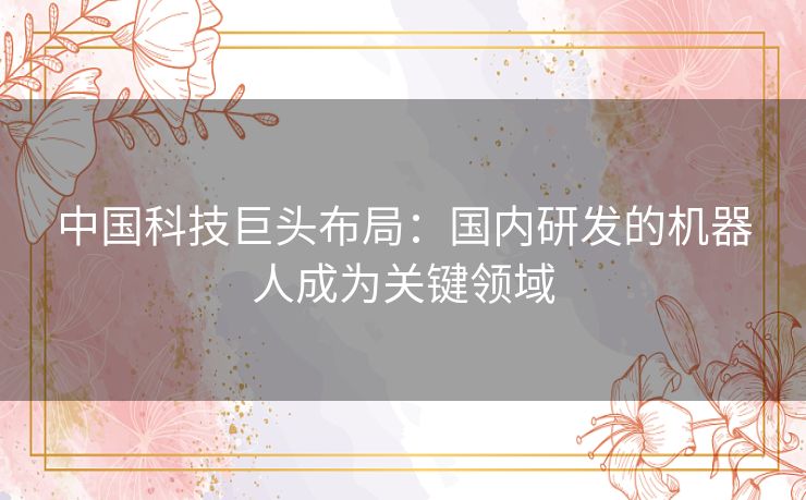 中国科技巨头布局：国内研发的机器人成为关键领域