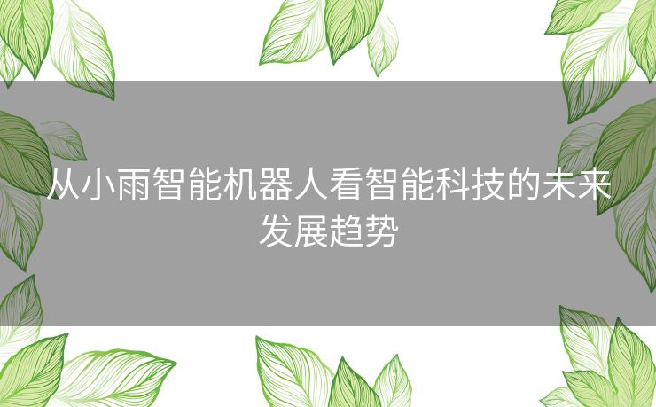 从小雨智能机器人看智能科技的未来发展趋势