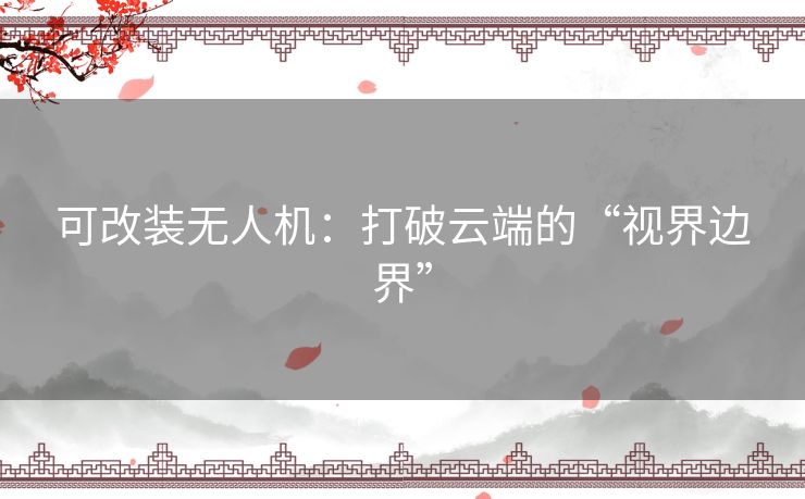 可改装无人机：打破云端的“视界边界”