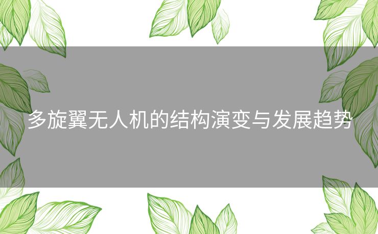 多旋翼无人机的结构演变与发展趋势