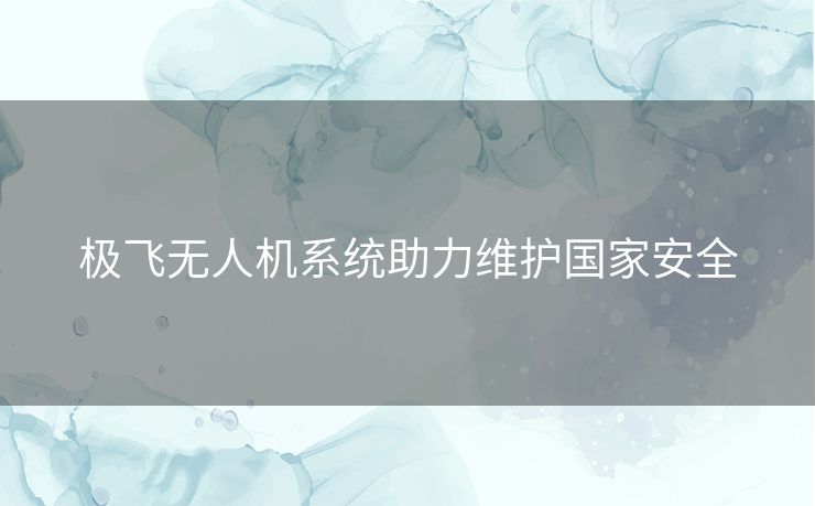 极飞无人机系统助力维护国家安全