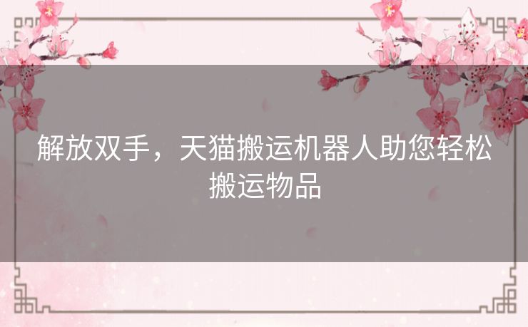 解放双手，天猫搬运机器人助您轻松搬运物品
