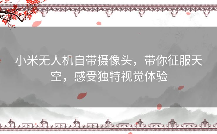小米无人机自带摄像头，带你征服天空，感受独特视觉体验