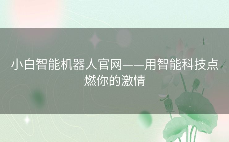 小白智能机器人官网——用智能科技点燃你的激情