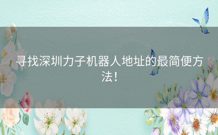 寻找深圳力子机器人地址的最简便方法！