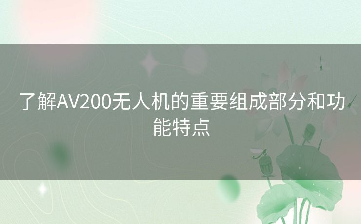 了解AV200无人机的重要组成部分和功能特点