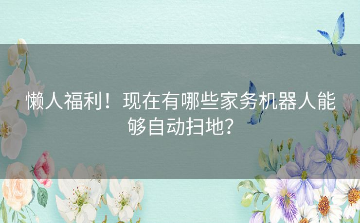 懒人福利！现在有哪些家务机器人能够自动扫地？