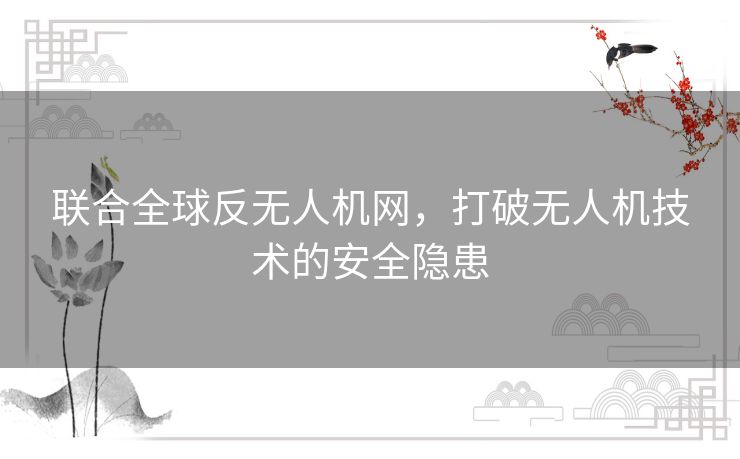 联合全球反无人机网，打破无人机技术的安全隐患