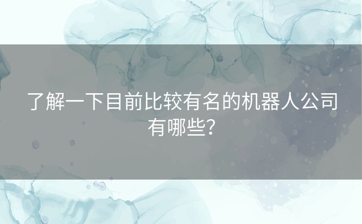 了解一下目前比较有名的机器人公司有哪些？