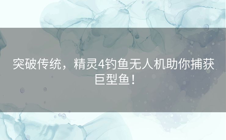 突破传统，精灵4钓鱼无人机助你捕获巨型鱼！