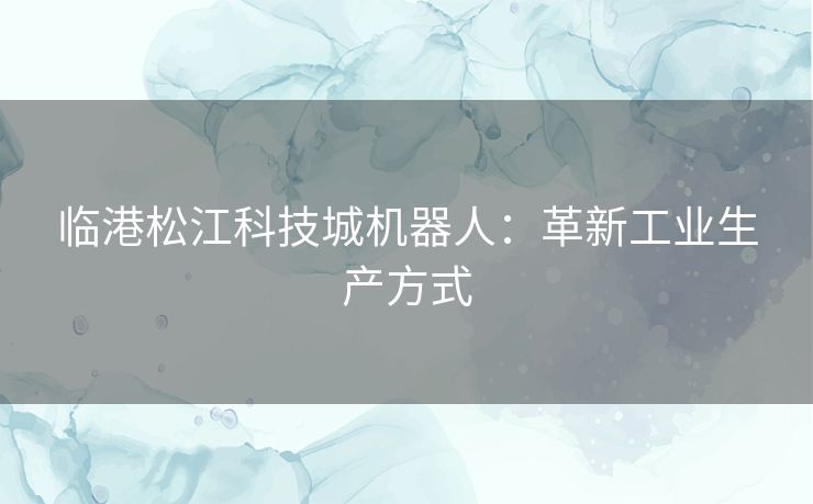 临港松江科技城机器人：革新工业生产方式