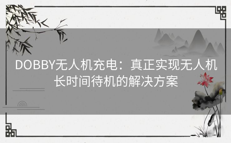DOBBY无人机充电：真正实现无人机长时间待机的解决方案