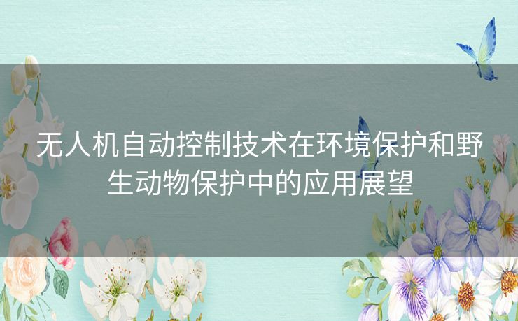 无人机自动控制技术在环境保护和野生动物保护中的应用展望