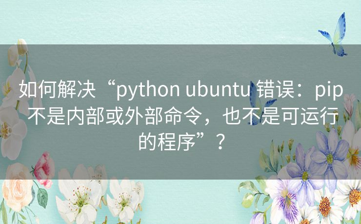 如何解决“python ubuntu 错误：pip 不是内部或外部命令，也不是可运行的程序”？