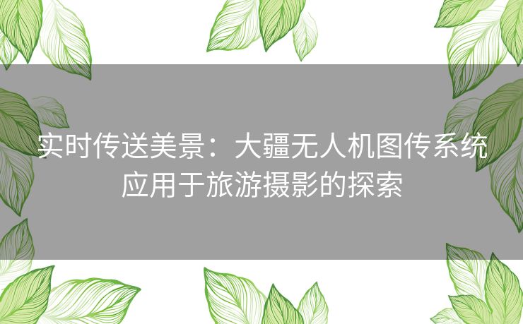 实时传送美景：大疆无人机图传系统应用于旅游摄影的探索
