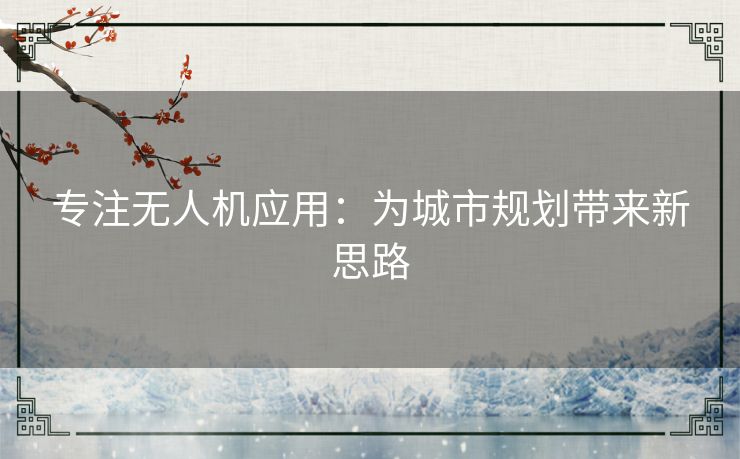 专注无人机应用：为城市规划带来新思路