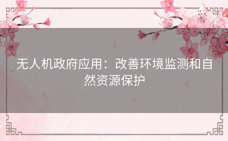 无人机政府应用：改善环境监测和自然资源保护