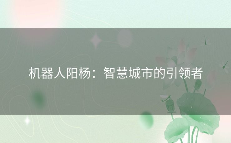 机器人阳杨：智慧城市的引领者