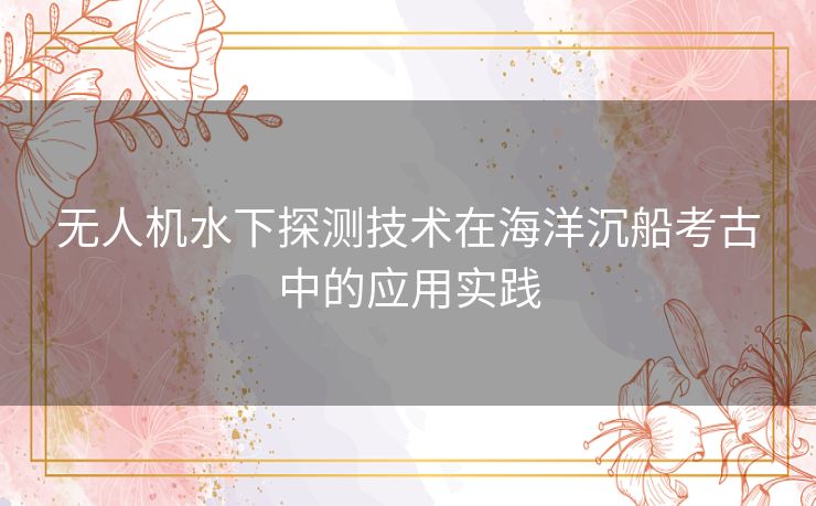 无人机水下探测技术在海洋沉船考古中的应用实践