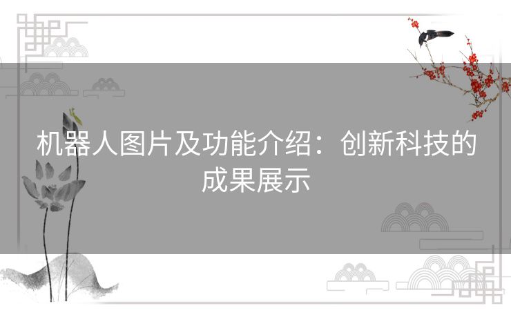 机器人图片及功能介绍：创新科技的成果展示